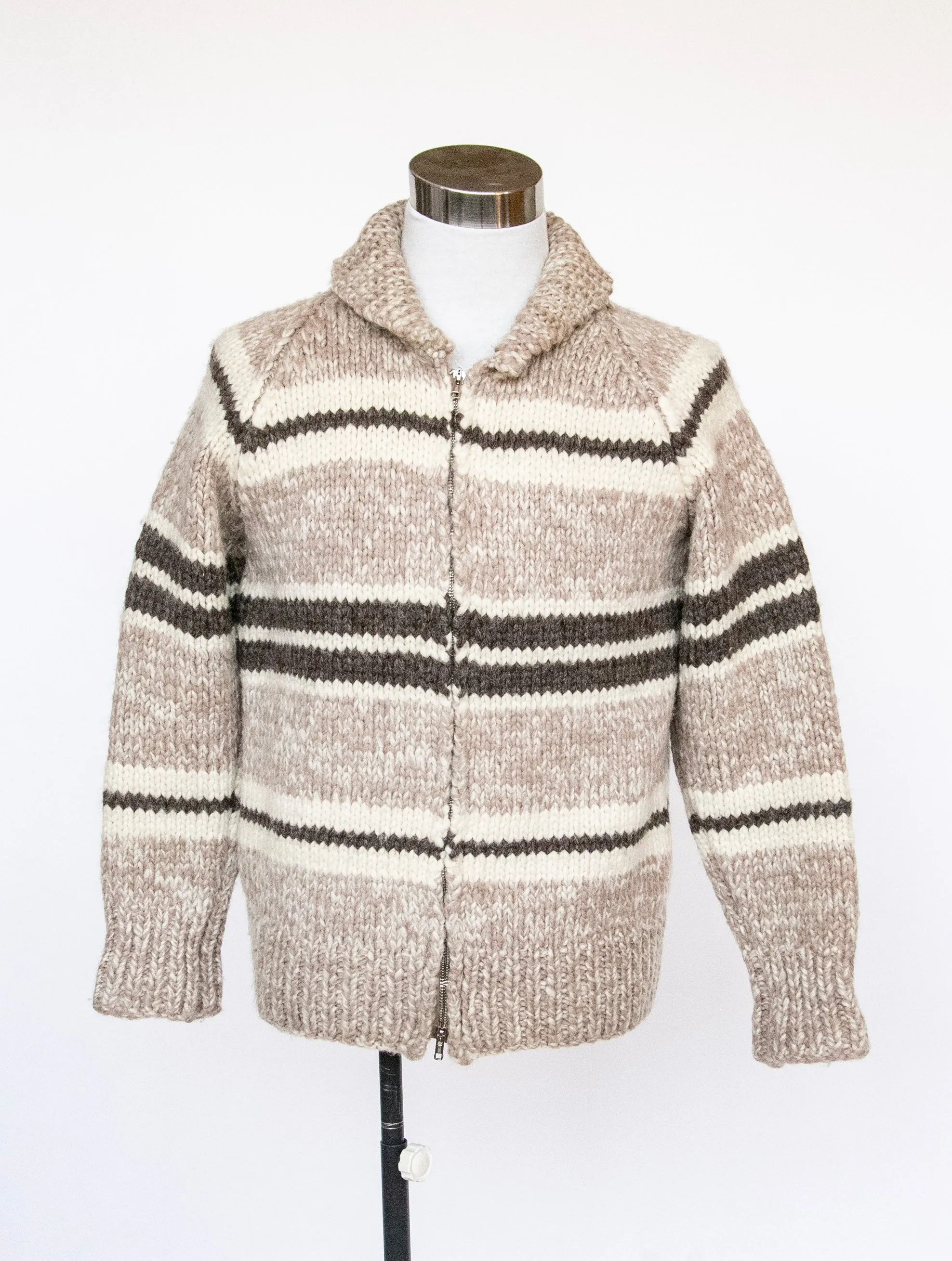 1960s Sweater Cowichan Zip Cardigan Wool Knit M