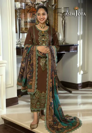 3-Piece Stitched Embroidered Khaddar Suit, Model AJAWP-01