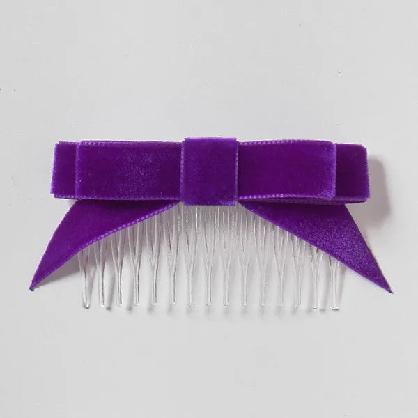 Angled Velvet Hair ribbons on Combs