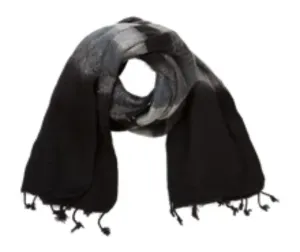 Beautiful Hypoallergenic Shawl, Black and Grey Stripe Vegan Scarf, Cotton and Acrylic, Stunning Winter Accessory