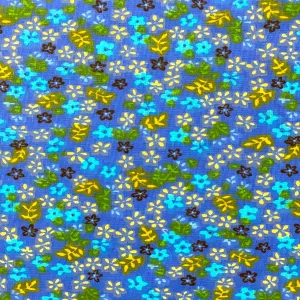 Blue Multi Color Small Floral Print Poly Cotton Fabric