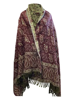 BROWN LUXURY HANDMADE soft floral Scarf Yak Wool comfortable scarf Shawl Blanket stole unisex Travel Wrap Meditation Soft Shawl special Gift