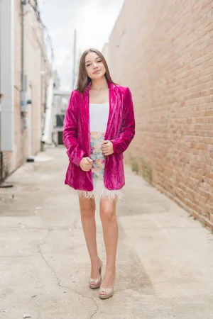 Buddy Love Heff Velvet Blazer Fuchsia