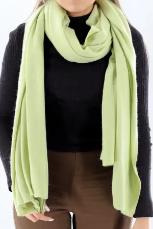 CASHMERE BLEND KNIT SHAWL - LIME