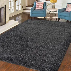 Charcoal Thick Shaggy Rug - California