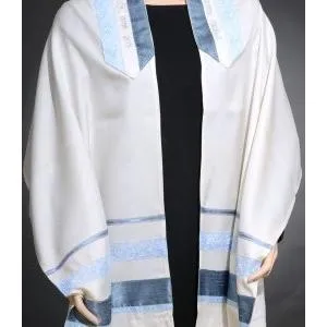 Designer Silk / Wool Women's Tallit / Prayer Shawl Set of 3. Made in Israel By ERETZ