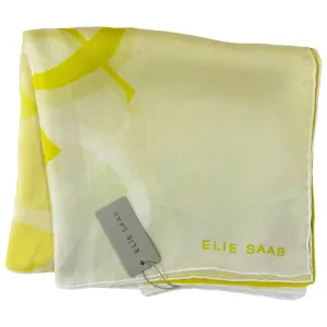 Elie Saab Scarf Acid Yellow Logo - Chiffon Silk Shawl