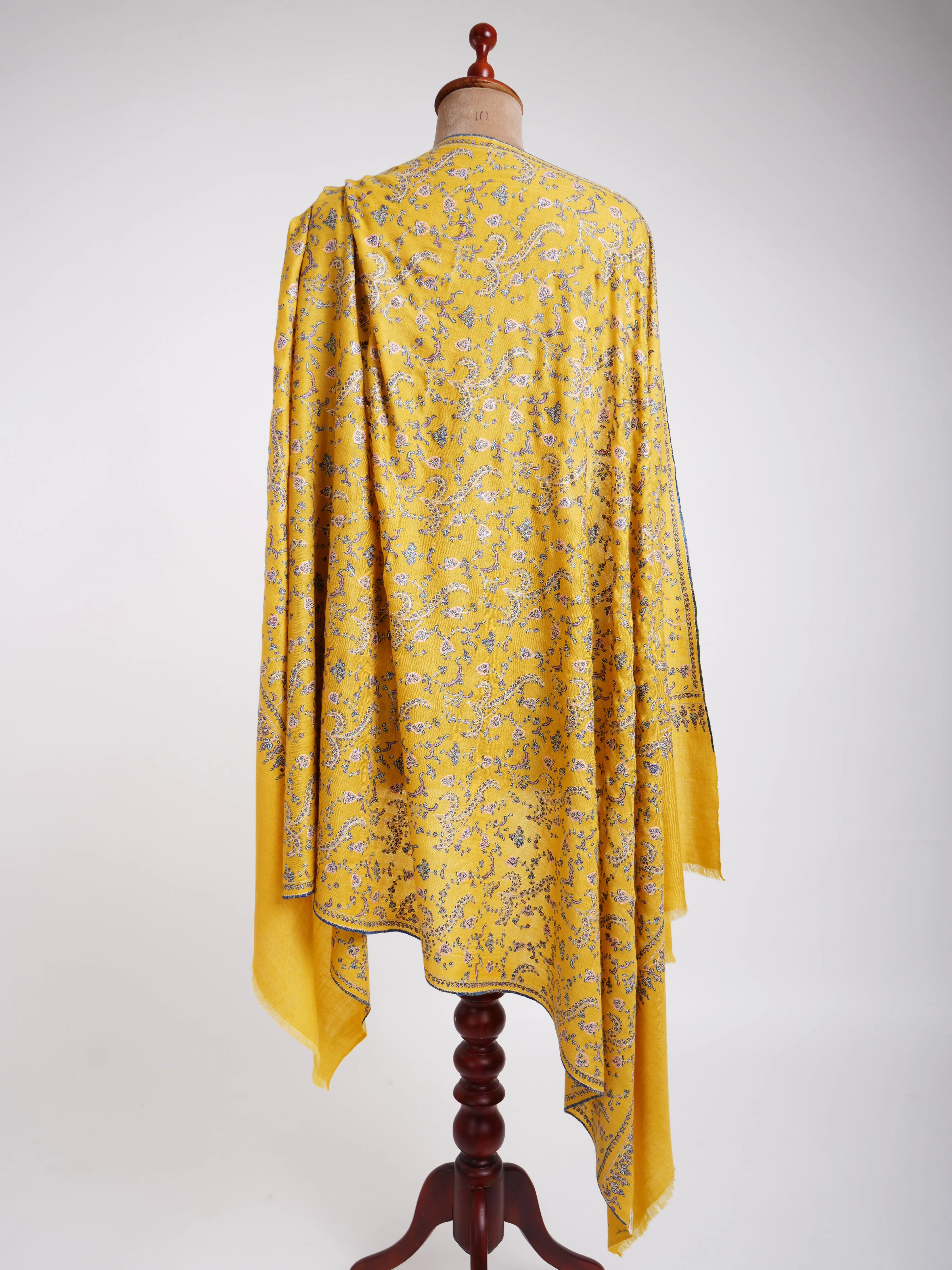 Gold Hand Embroidered Beautiful Pashmina Shawl