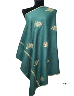 Green and Sky Blue Embroidery Pashmina shawl 7139