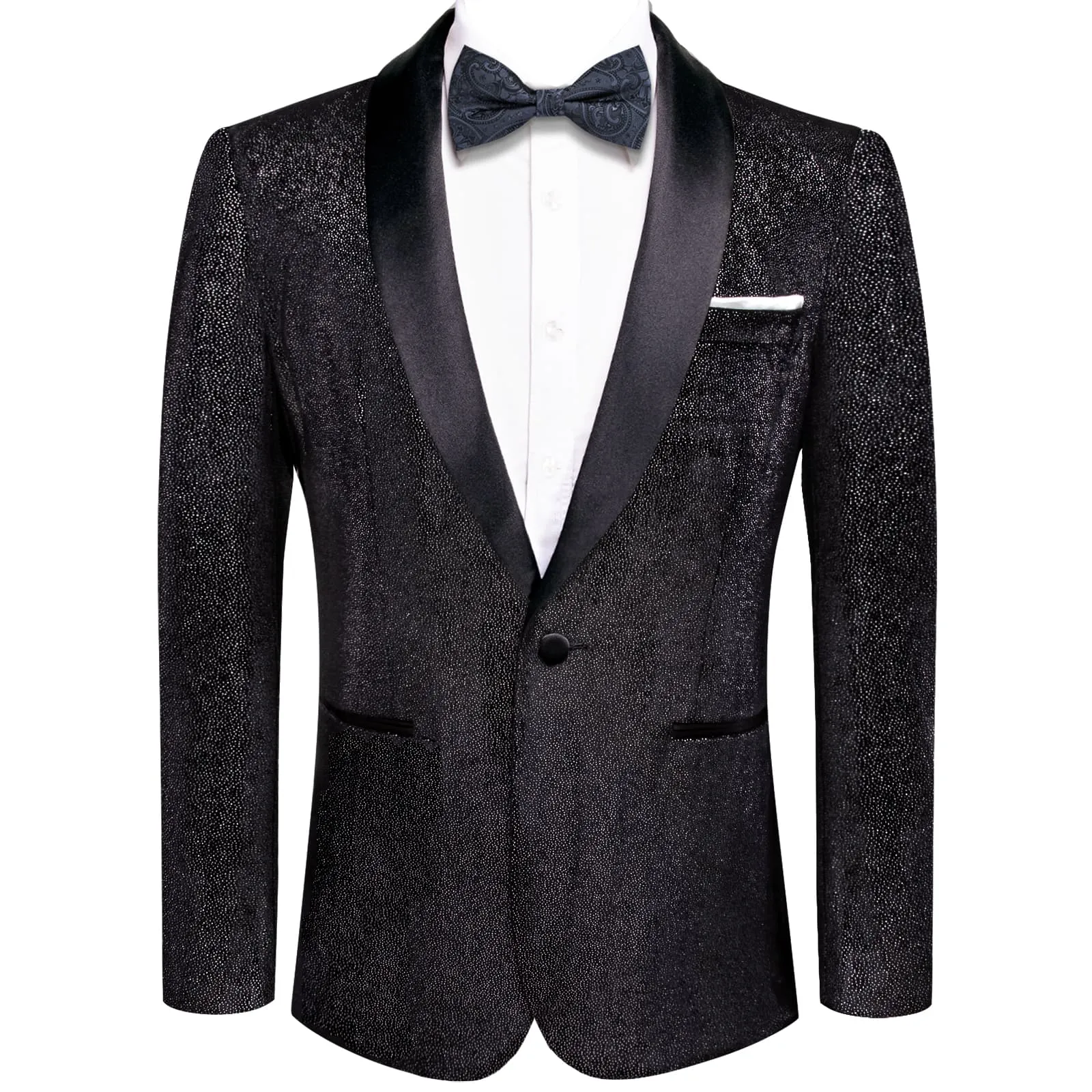 Hi-Tie Velvet Blazer Black Formal Wedding Suit Shawel Lapel Men's Top