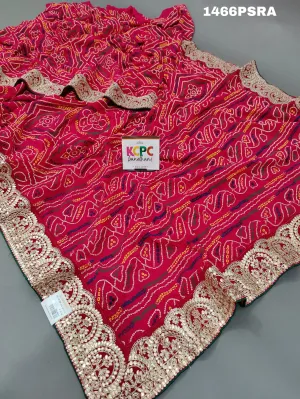 KcPc Chiffon Bandhani Print Paper gotapatti work saree,BHT