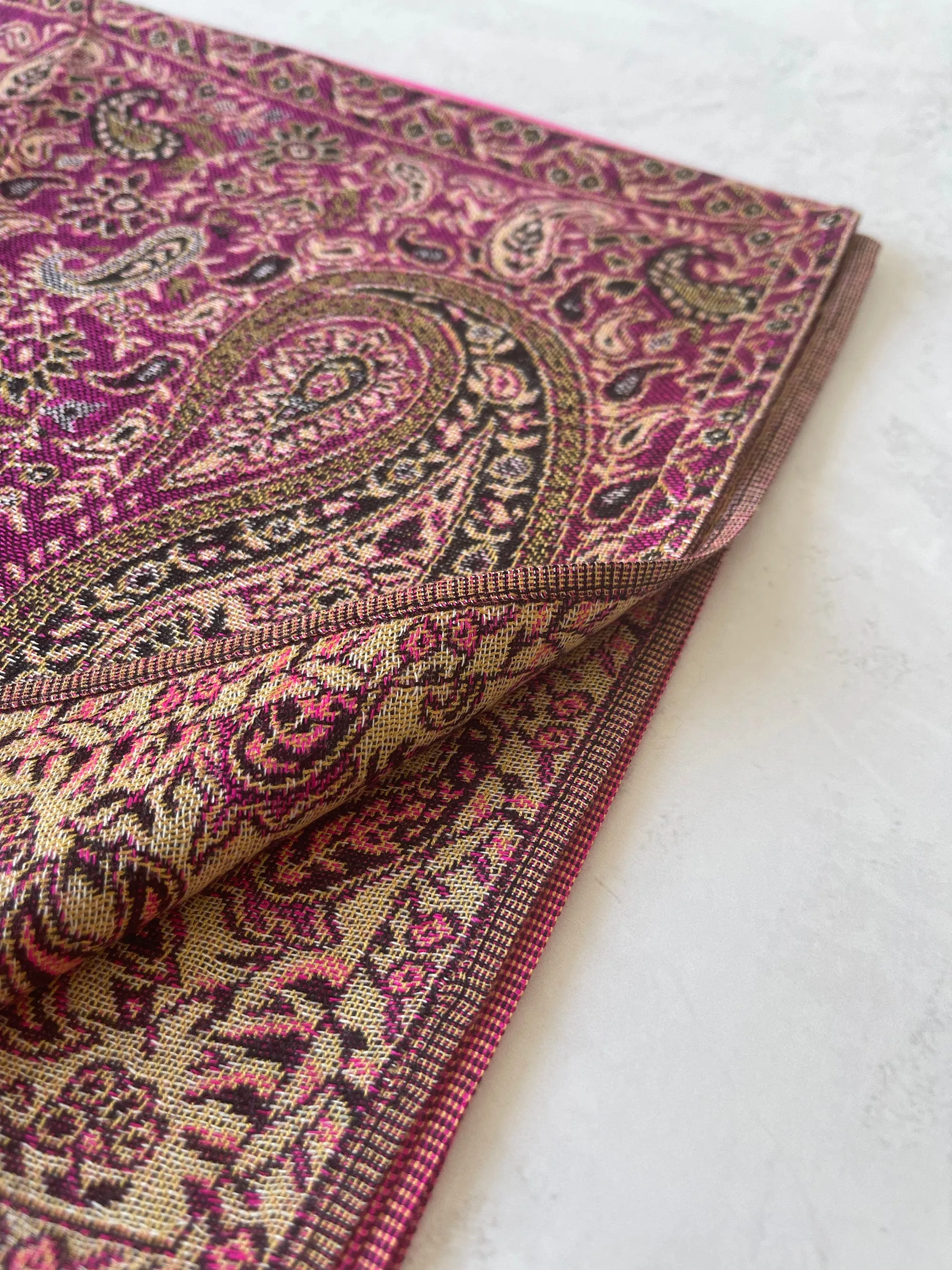 LARGE PLAIN FUCHSIA PINK REVERSIBLE MULTI COLOUR PAISLEY PRINT PASHMINA SHAWL SCARF WRAP