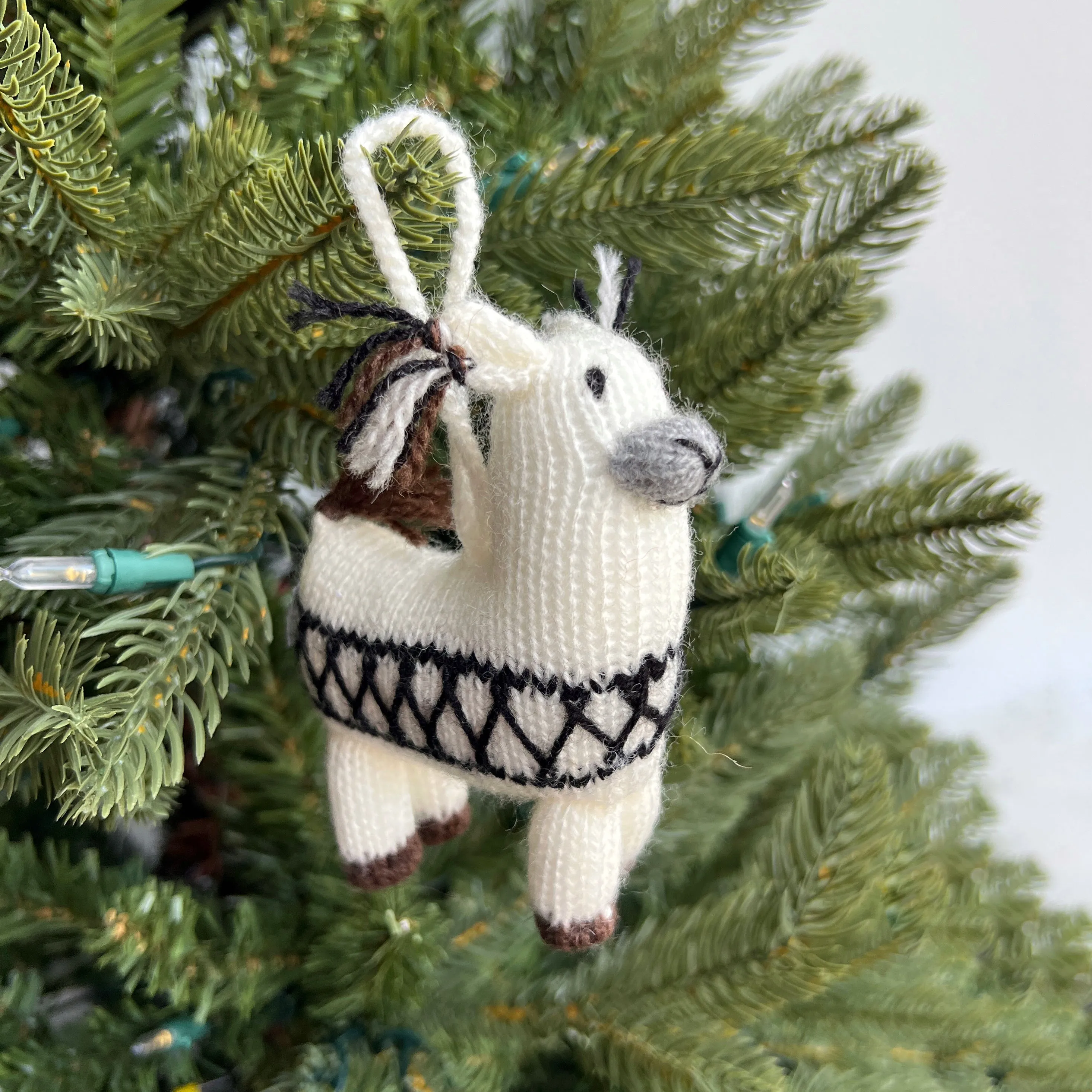 Llama Ornament, Knit Wool