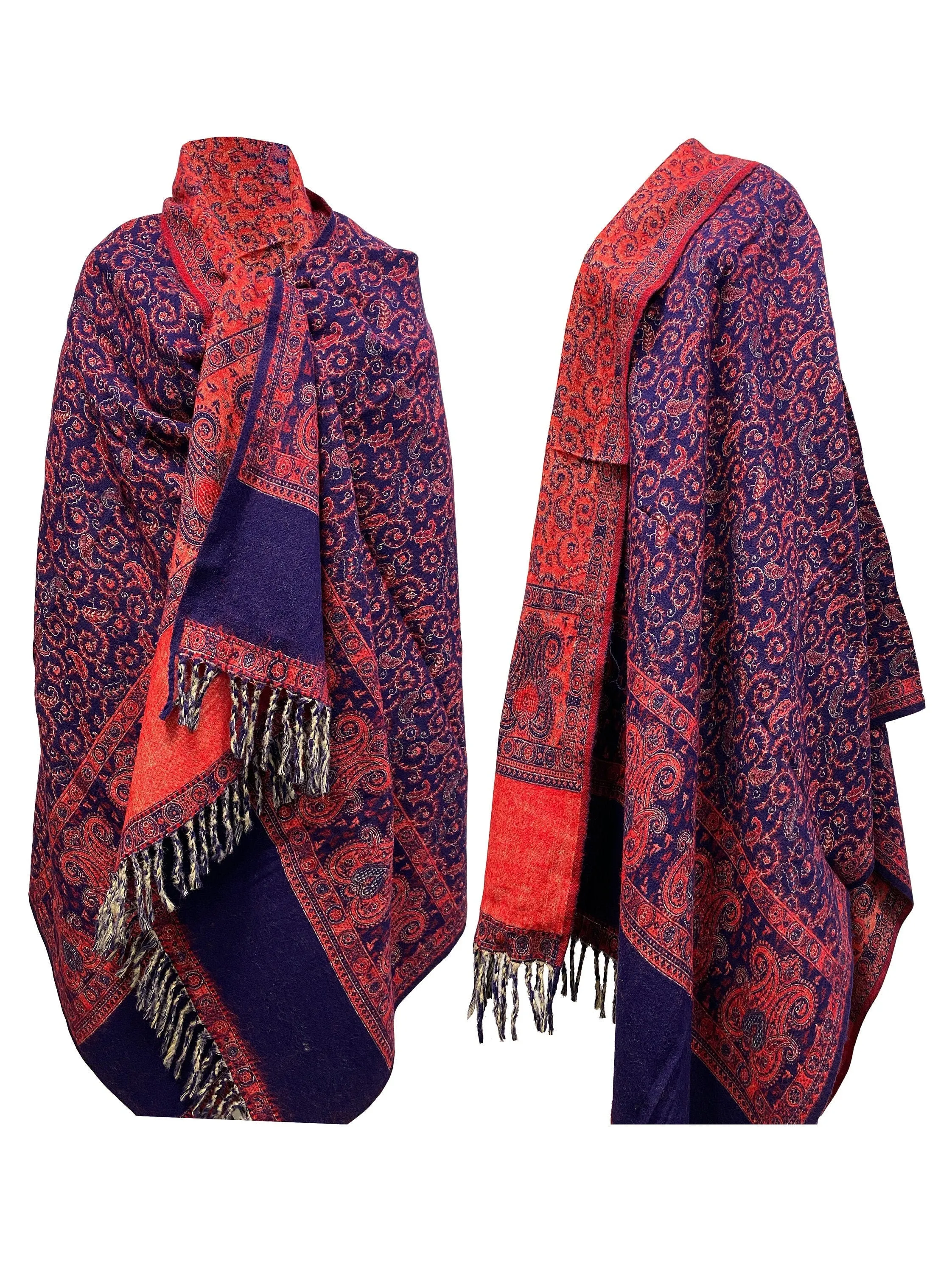 LUXURY BLUE RED colour oversize Scarf Yak Wool yoga blanket stole unisex study Wrap Meditation Soft soft warm Shawl special Gift for all