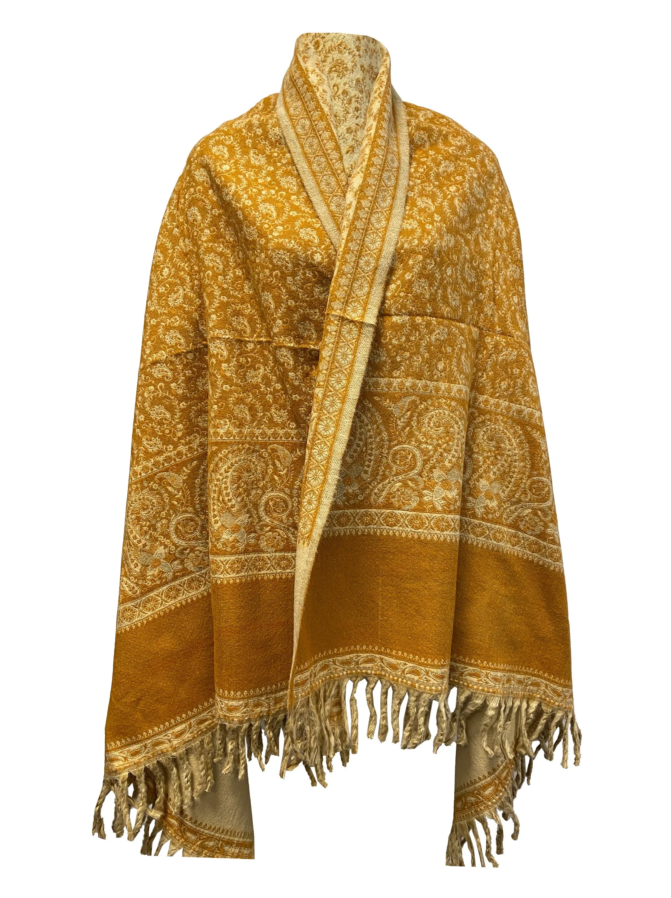 LUXURY GOLD COLOUR oversize Scarf Yak Wool floral yoga blanket stole unisex study Wrap Meditation Soft soft warm Shawl special Gift for all