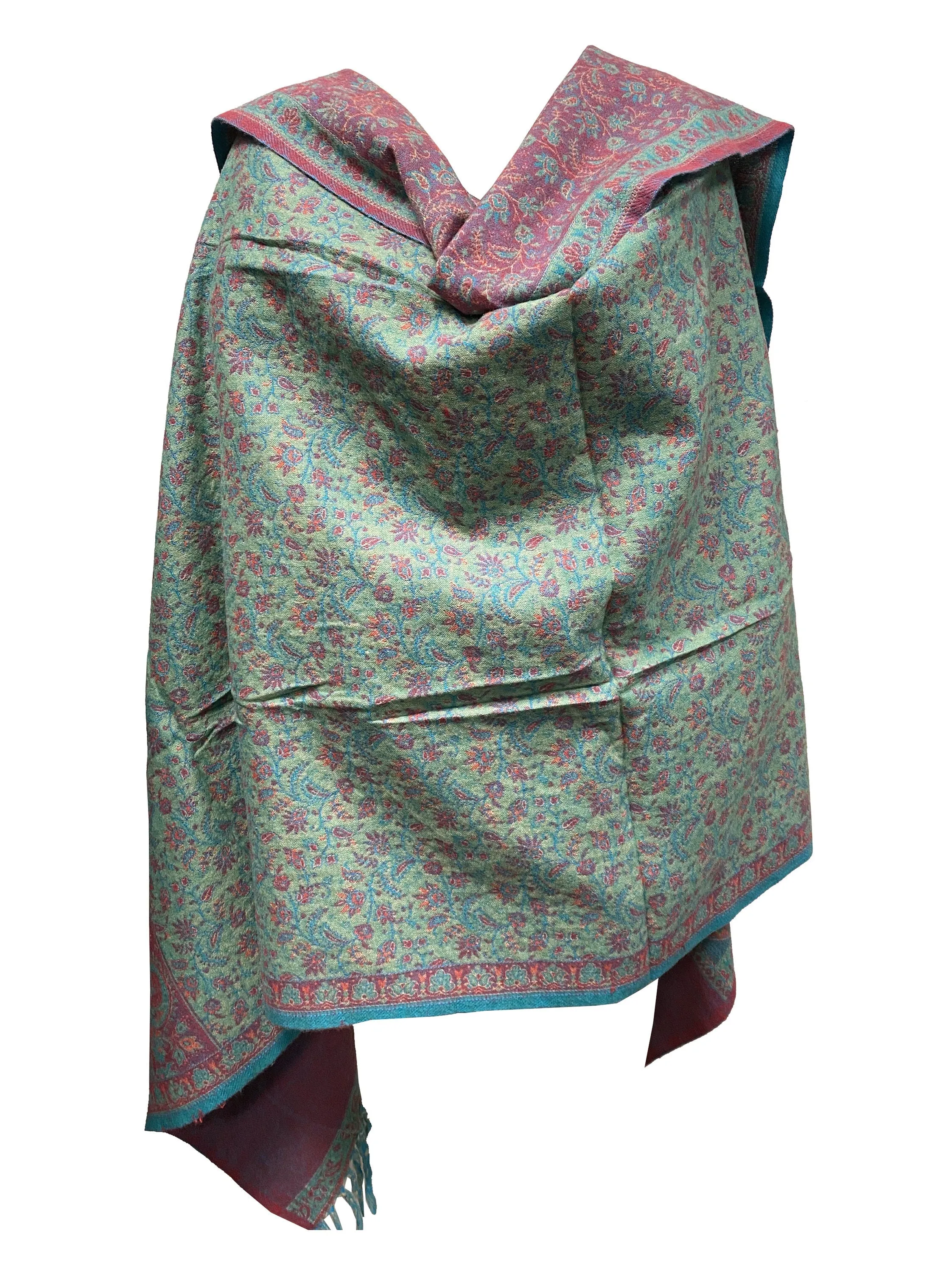 LUXURY HANDMADE  Mint Colour mixed Floral Scarf Yak Wool yoga blanket stole unisex Travel Wrap Meditation Soft Shawl special Gift for her