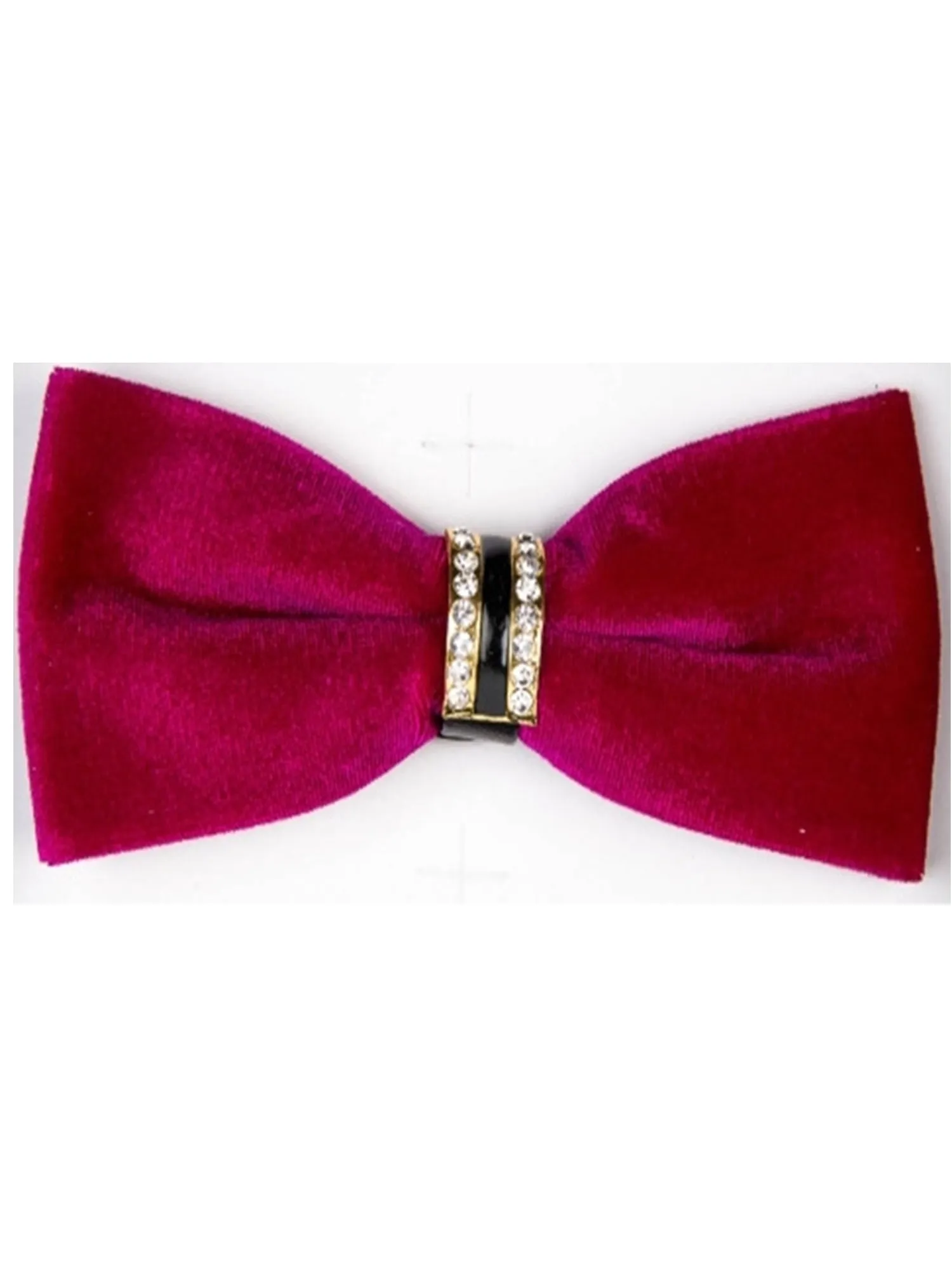 Men's Solid Color Velvet Pre-tied Adjustable Length Bow Tie with Rhinestone