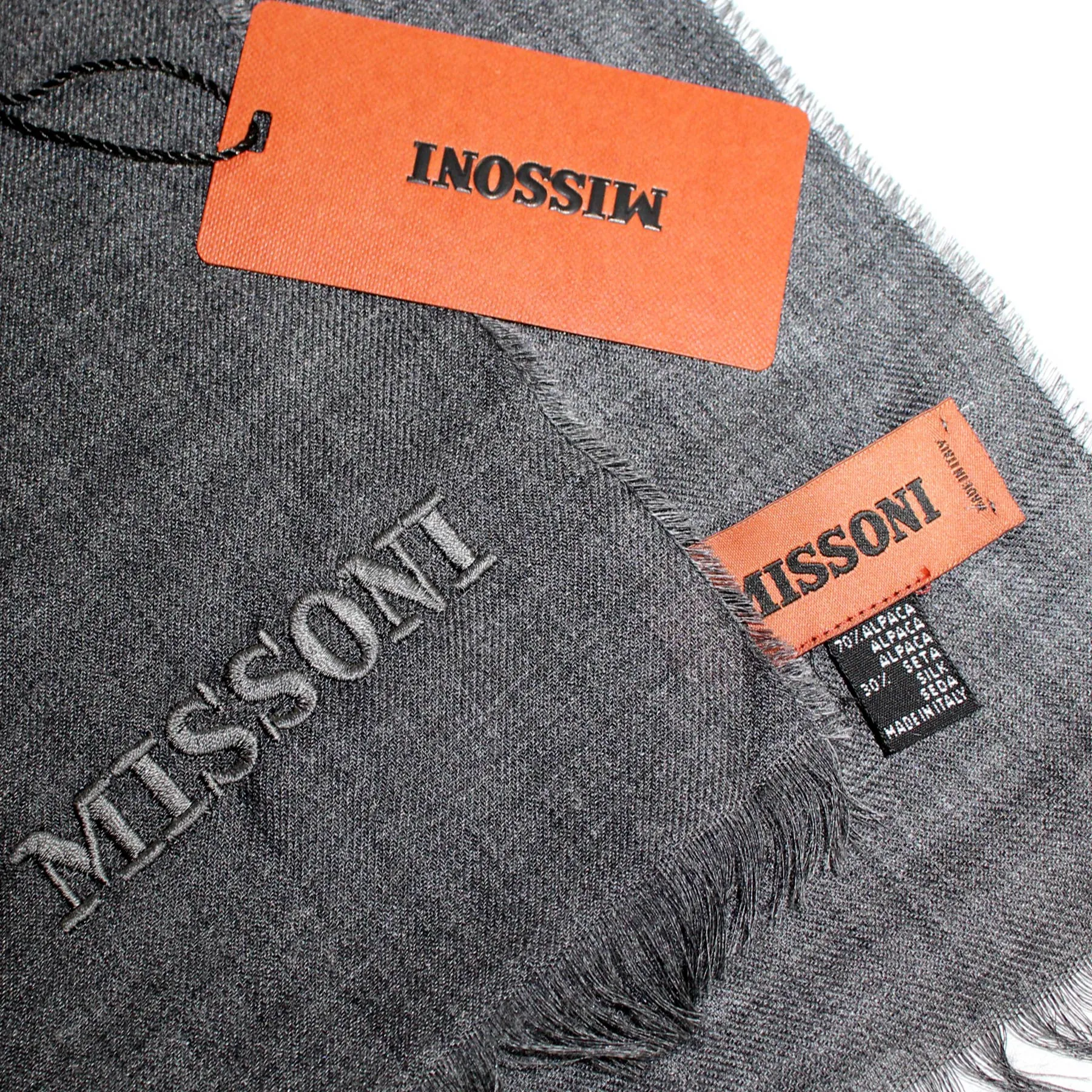 Missoni Scarf Charcoal Gray Design - Alpaca Silk Designer Shawl SALE