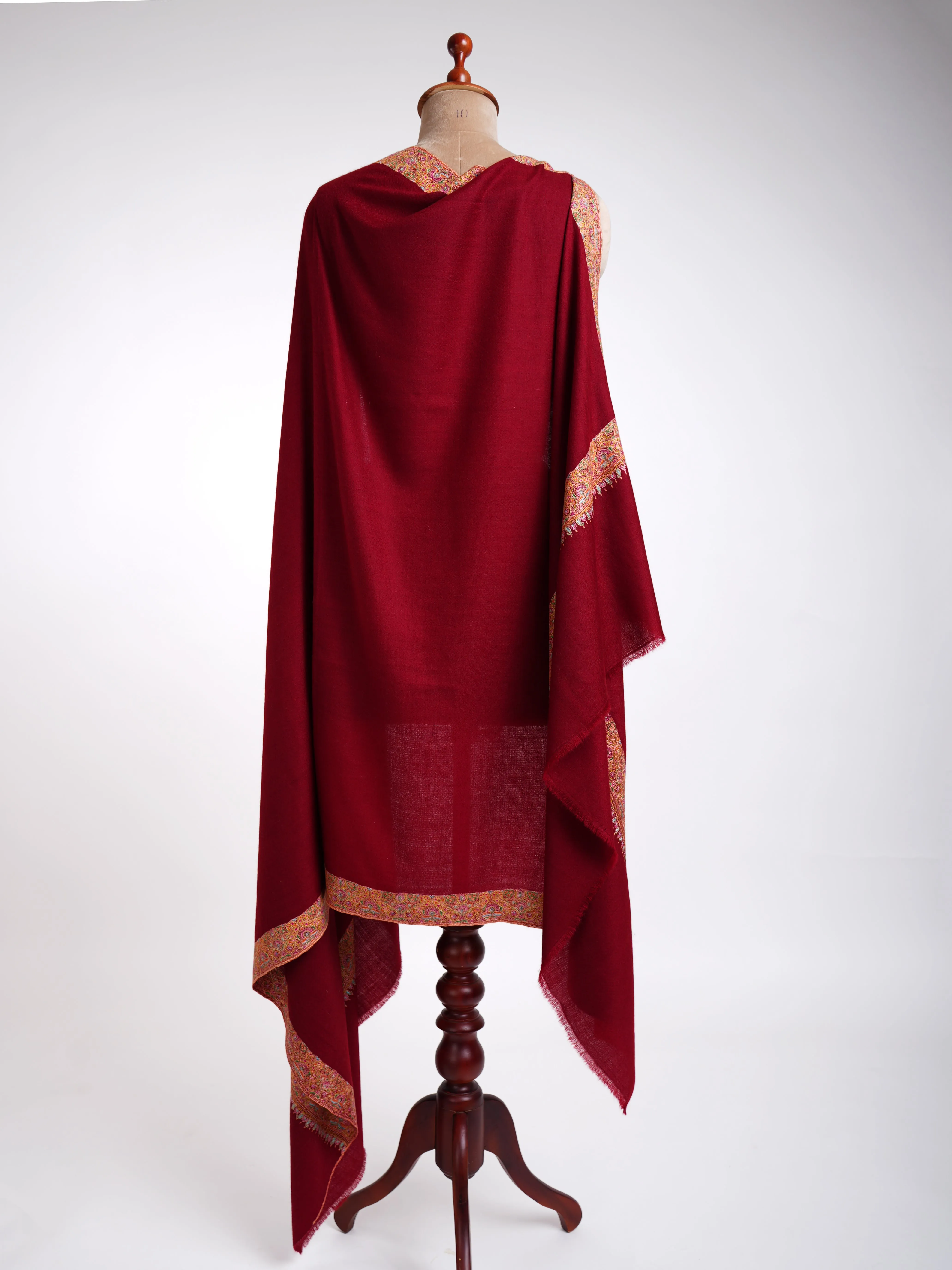 Neemdaur Sozni  Embroidery Handmade Pashmina Shawls Red