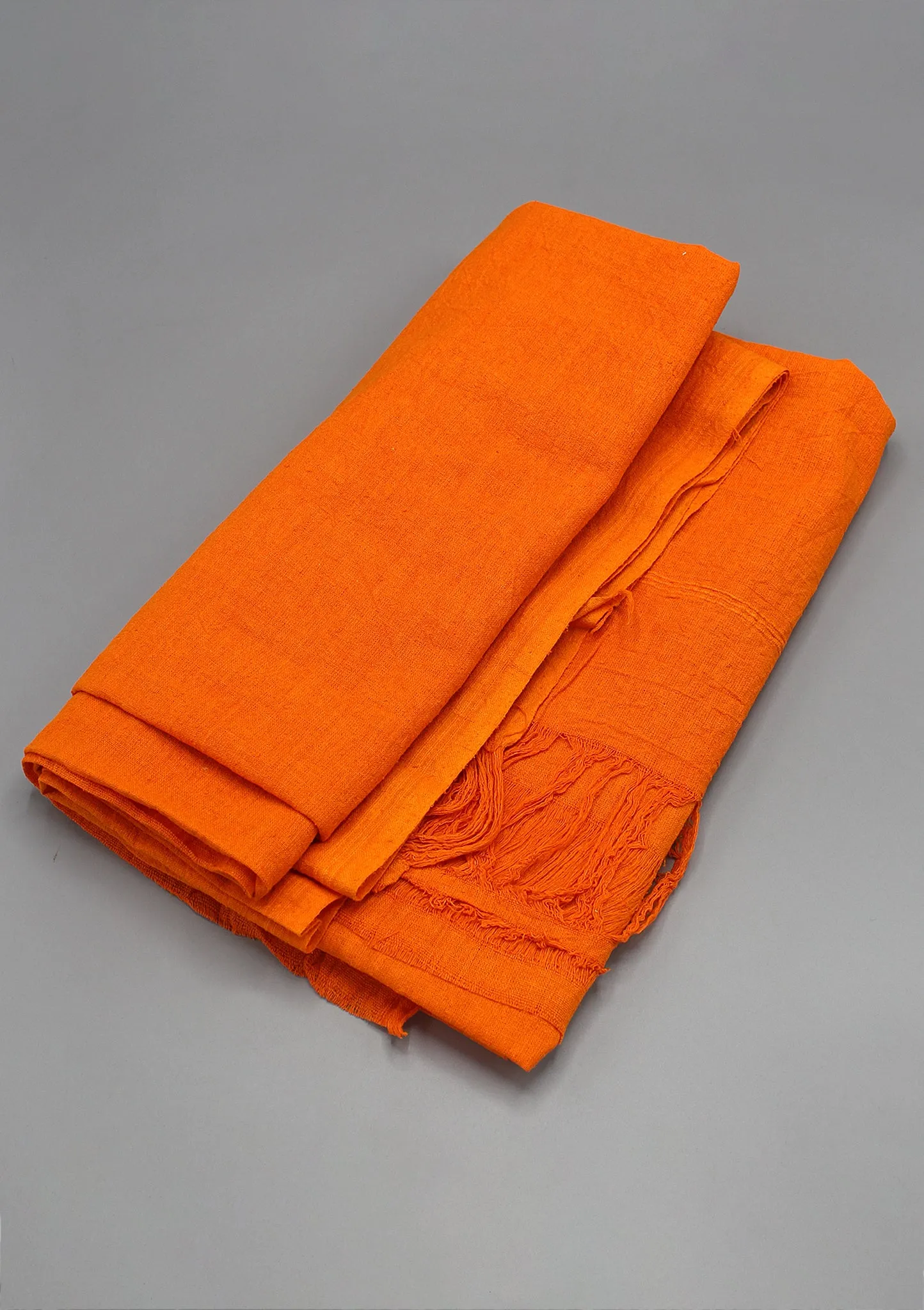 Orange Raw Silk Tibetan Large Meditation Shawl