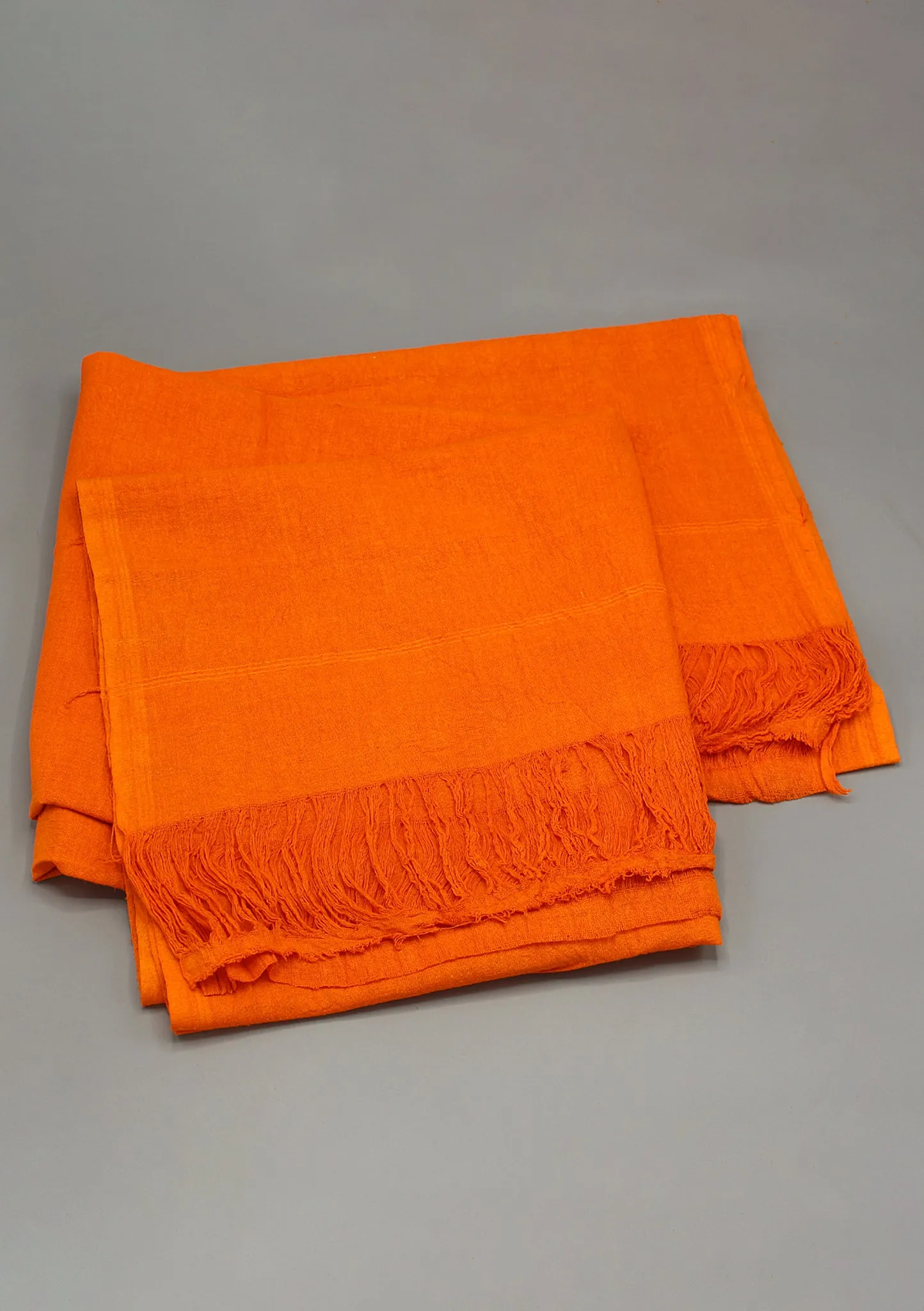 Orange Raw Silk Tibetan Large Meditation Shawl