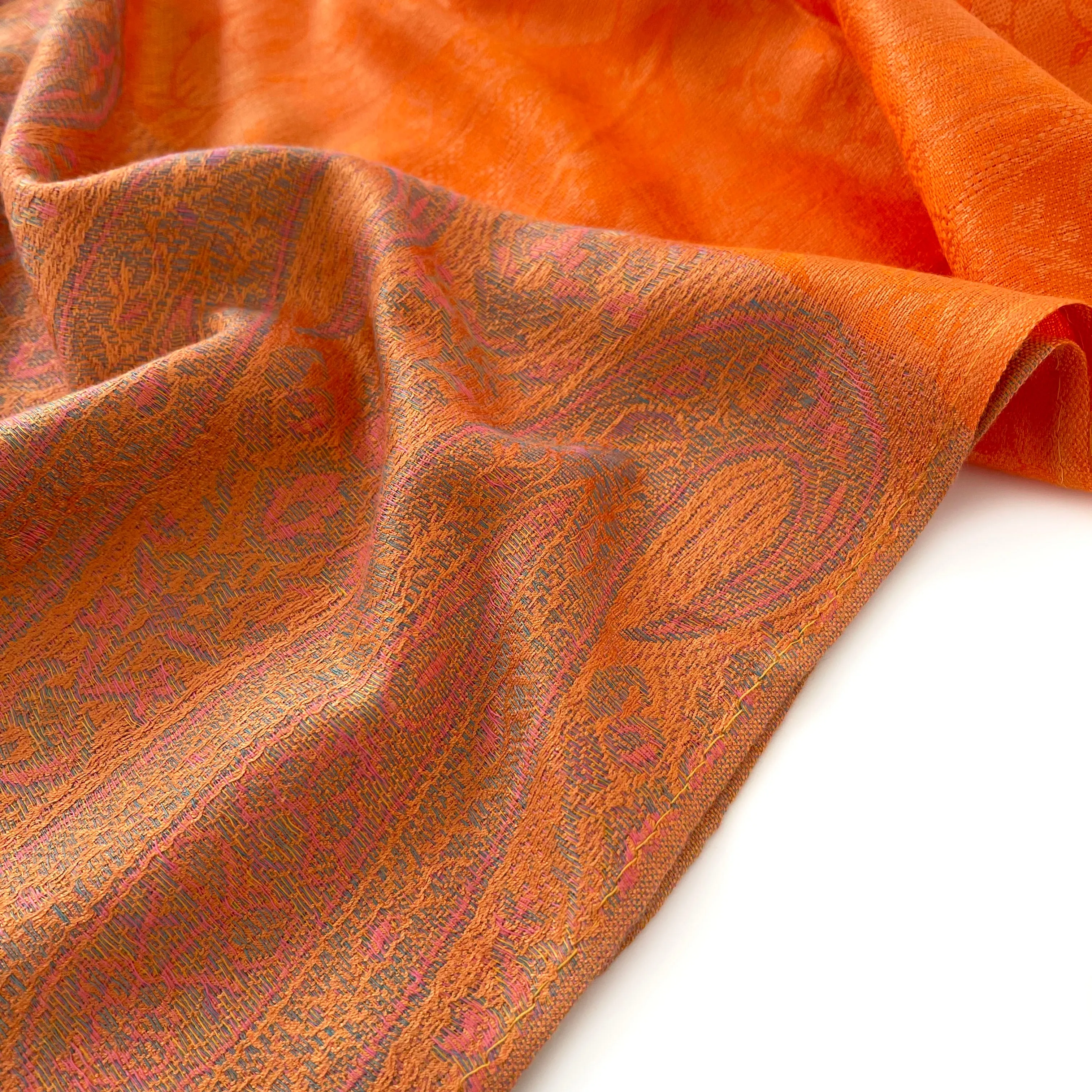 PAISLEY PRINT ORANGE LIGHTWEIGHT PASHMINA SHAWL SCARF