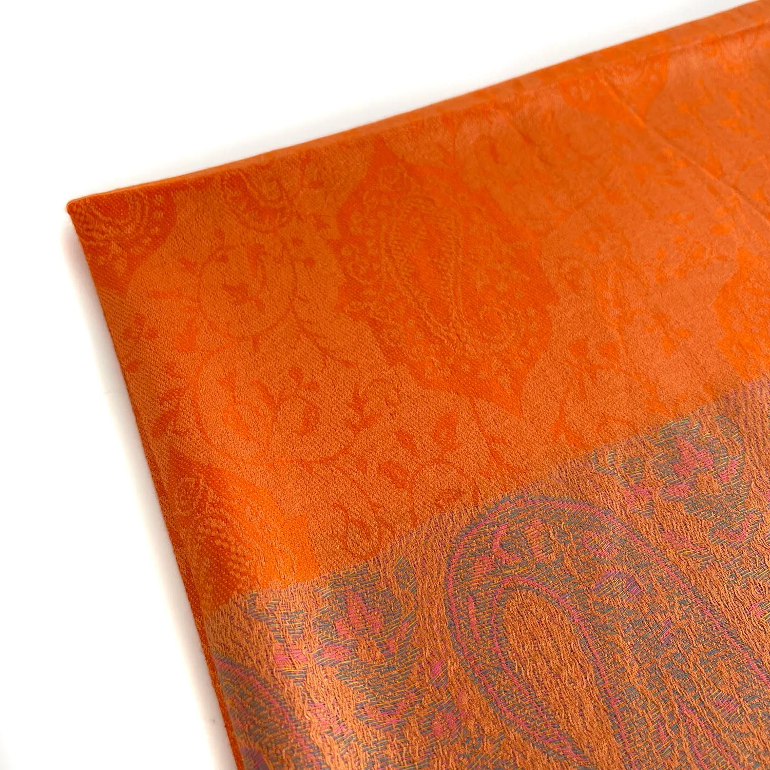 PAISLEY PRINT ORANGE LIGHTWEIGHT PASHMINA SHAWL SCARF