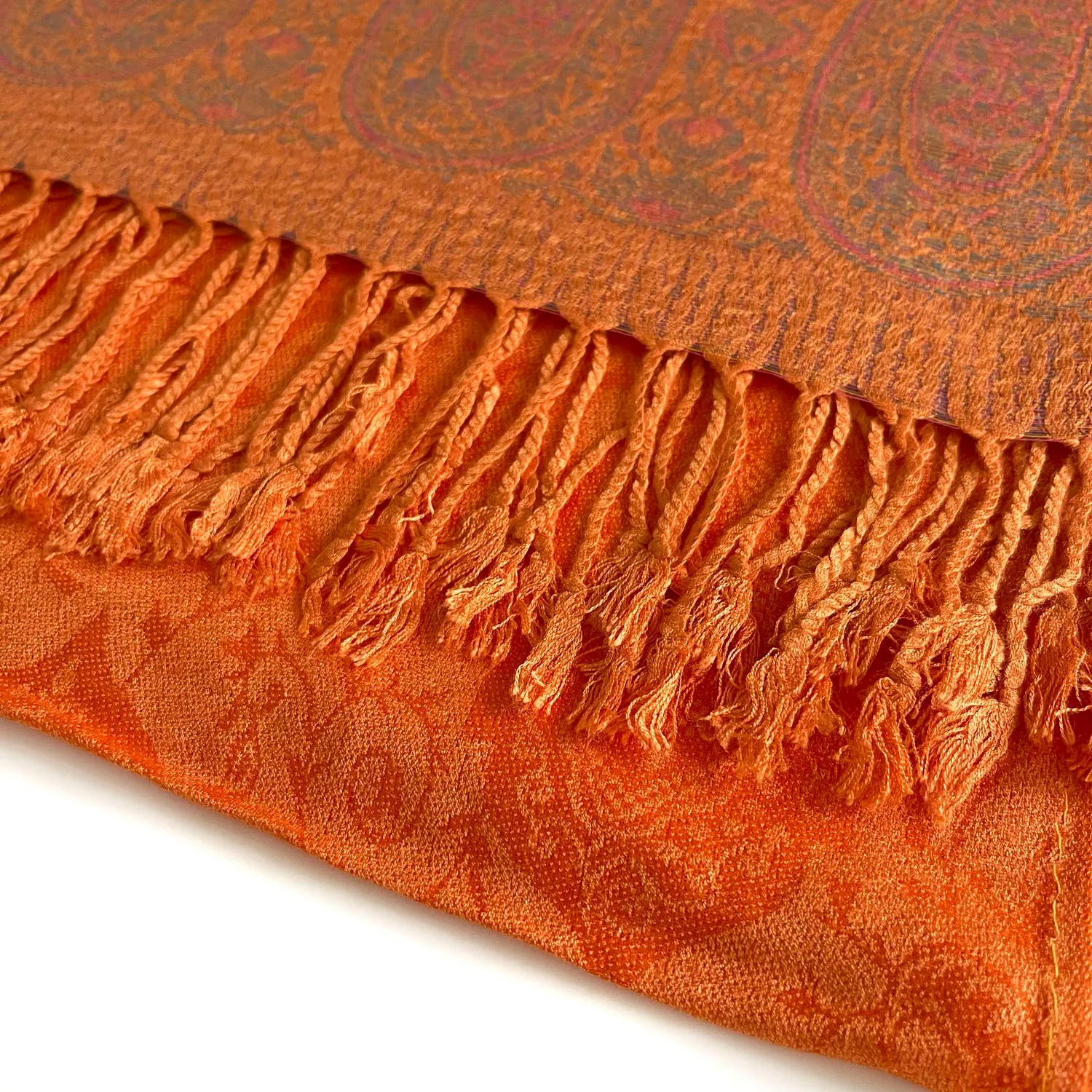 PAISLEY PRINT ORANGE LIGHTWEIGHT PASHMINA SHAWL SCARF