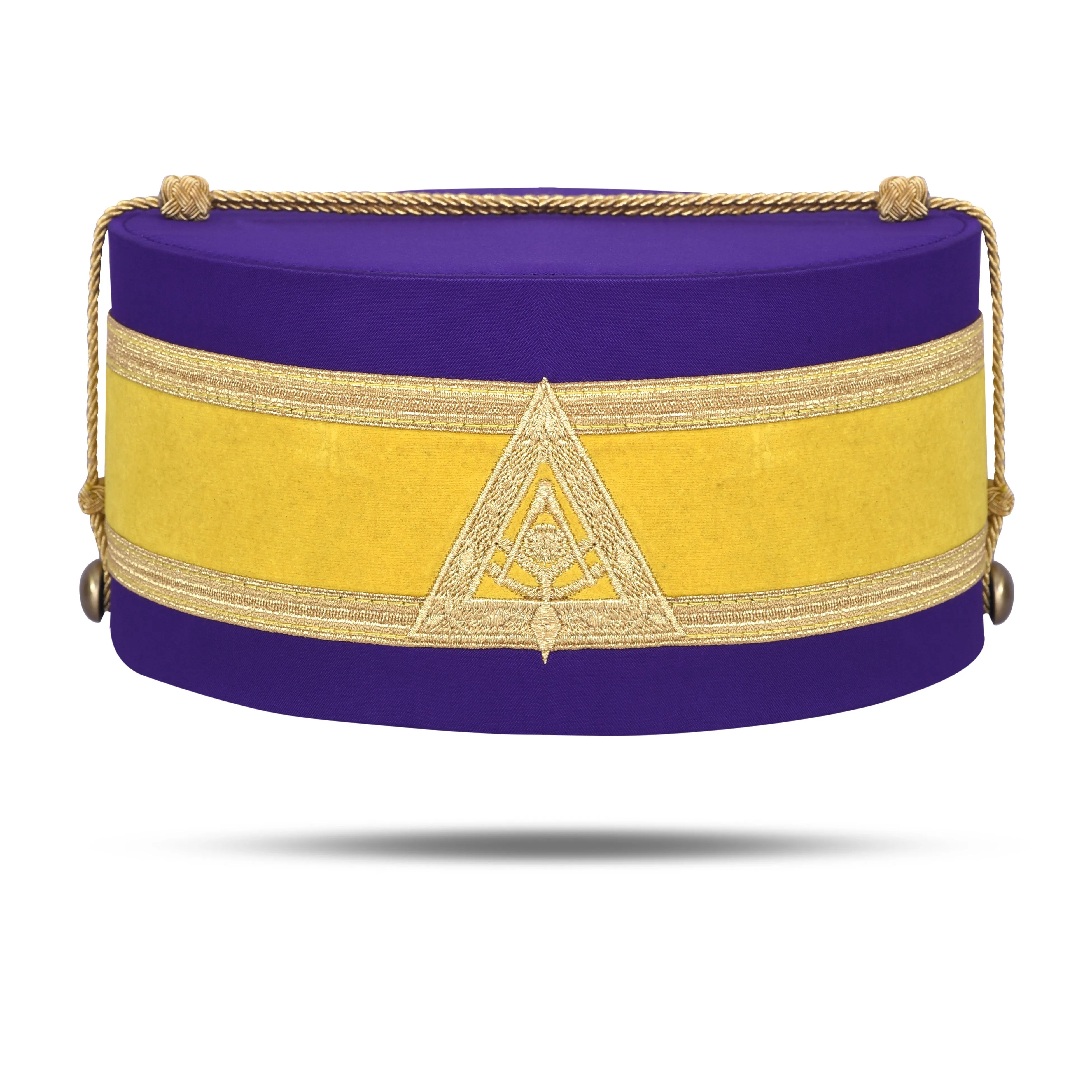 Past Illustrious Master Royal & Select Masters English Regulation Crown Cap - Purple Silk With Yellow Velvet & Gold Braid