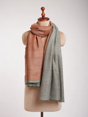 Peach Pink and Skylight Dual Shade Pashmina Shawl