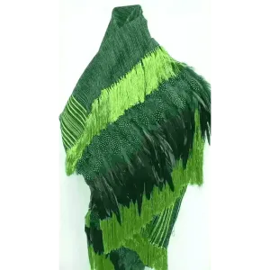 Purepecha rebozo with fringe and feathers