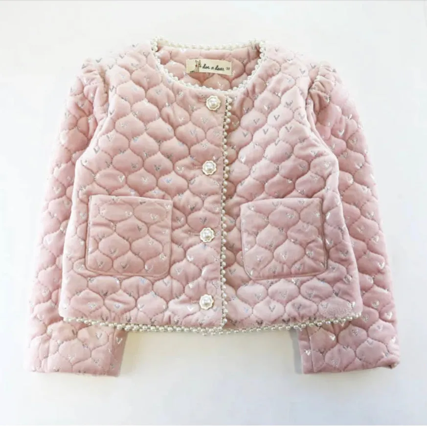 Quilted Pearl-Trimmed Velvet Jacket