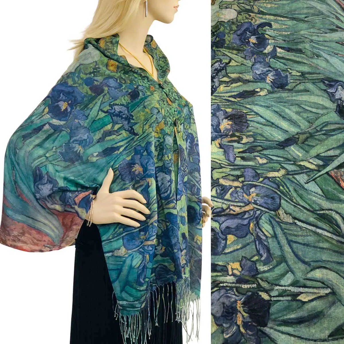 Reversible Art Design Cotton Feel Button Scarves