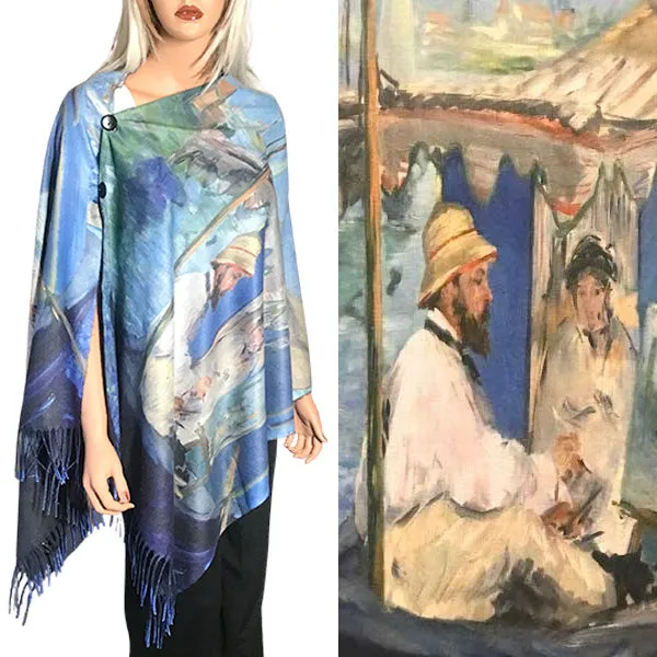 Reversible Art Design Cotton Feel Button Scarves