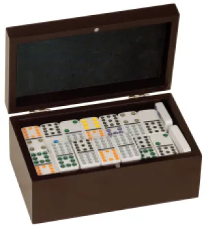 Rosewood Finish Double Twelves Dominos Set with 92 Dominos