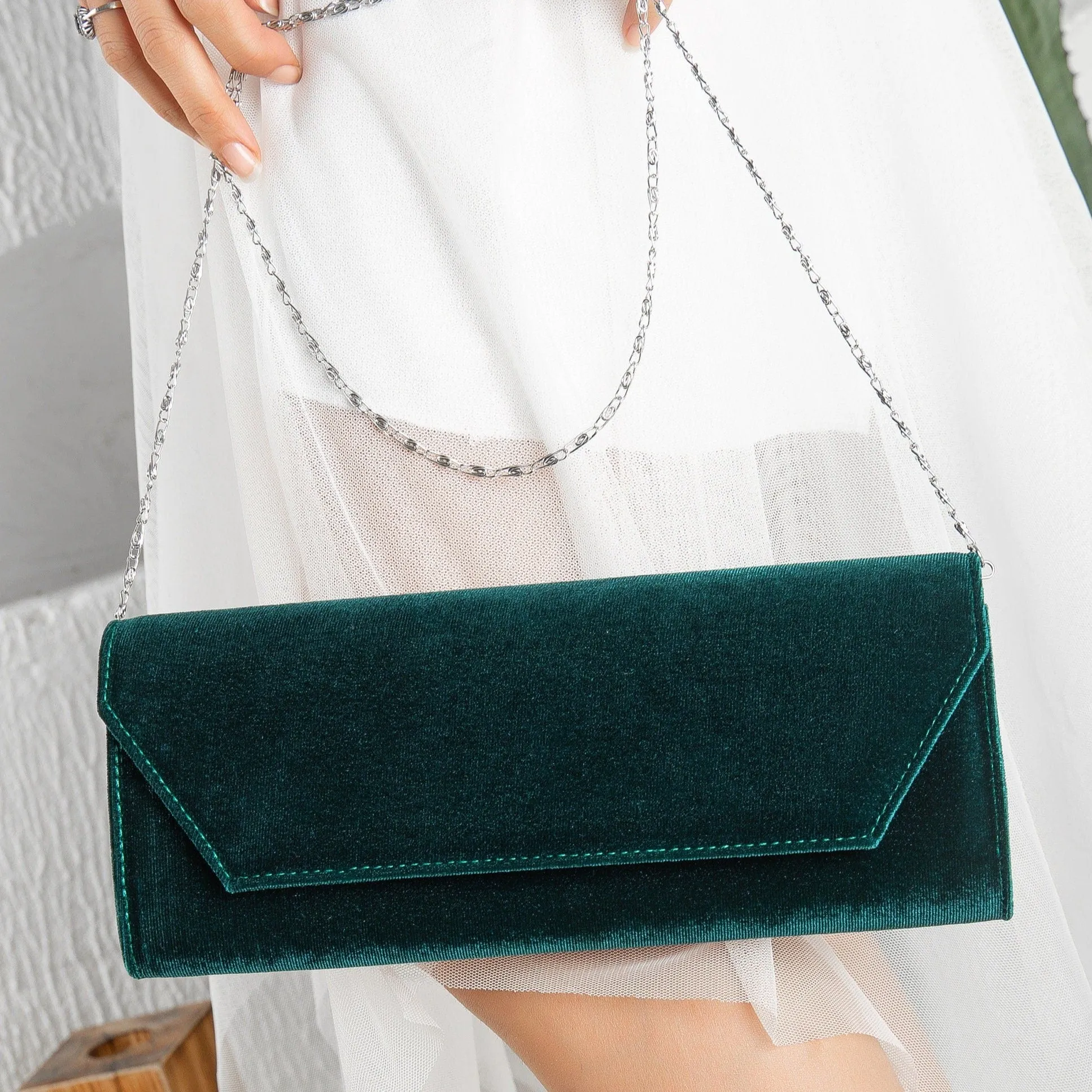 Scarlett - Green Velvet Clutch