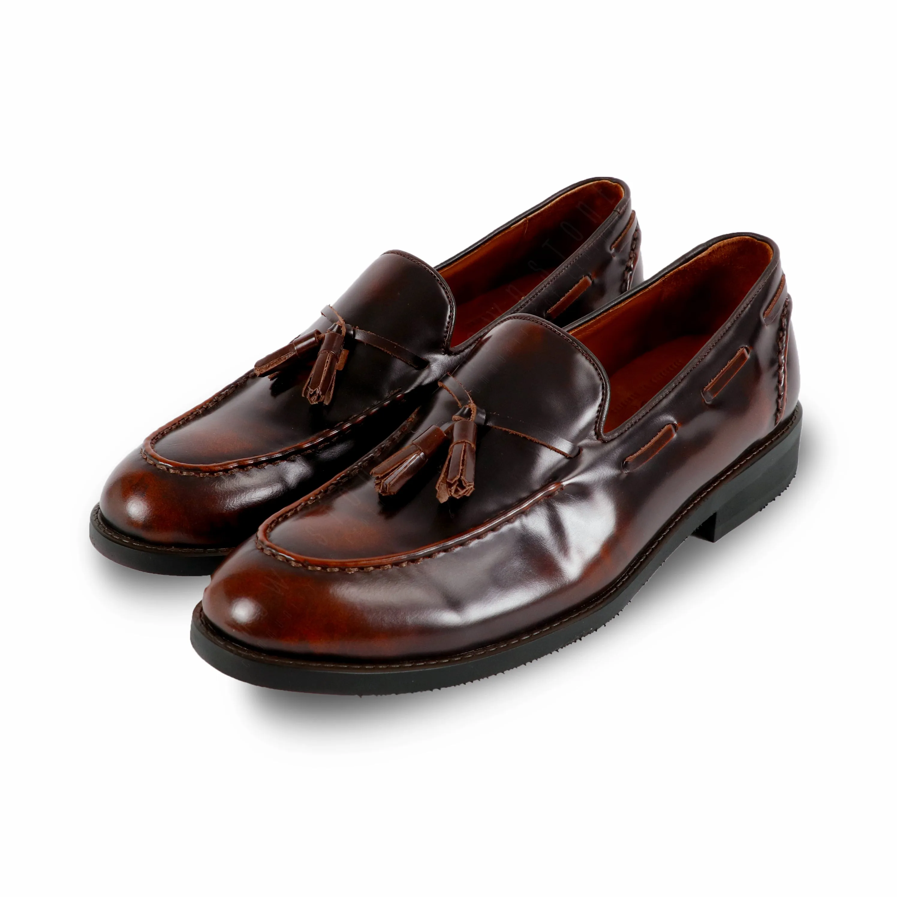 VELVET TASSEL LOAFERS MOC TOE BURGUNDY