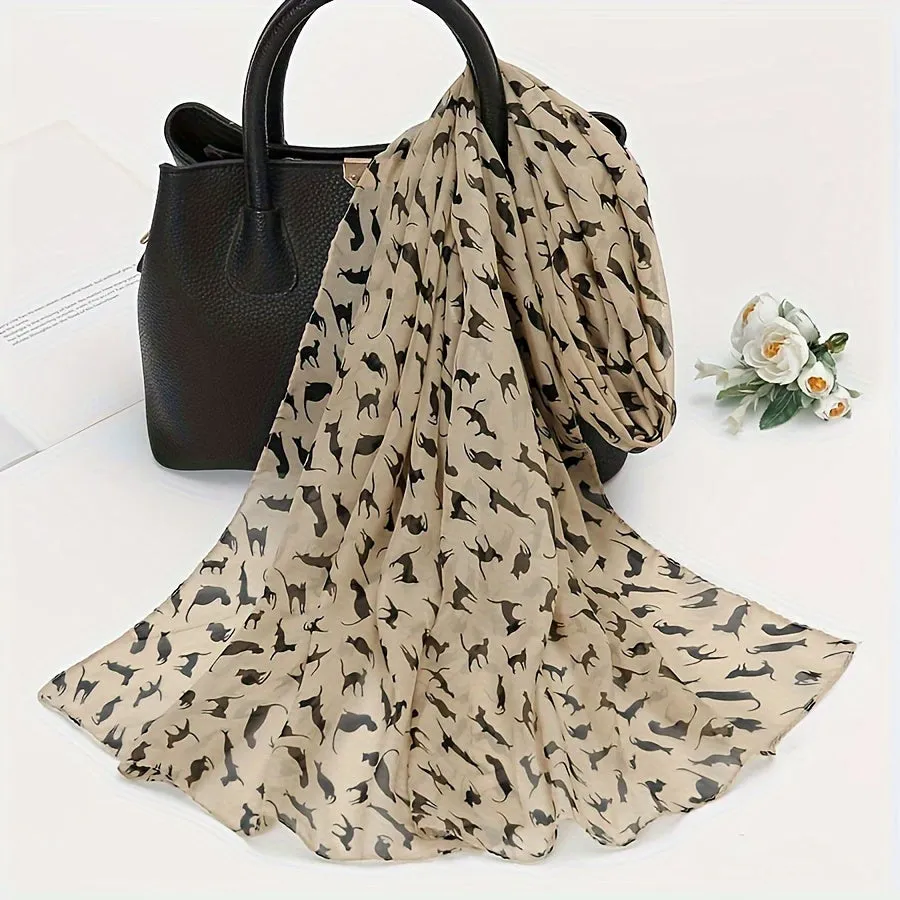 Vintage Leopard Chiffon Scarf Versatile Sunproof Shawl  Towel