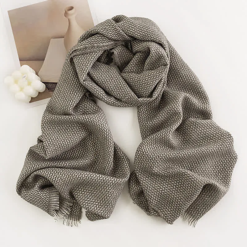 Women's Chunky Simple Herringbone Tassel Scarf