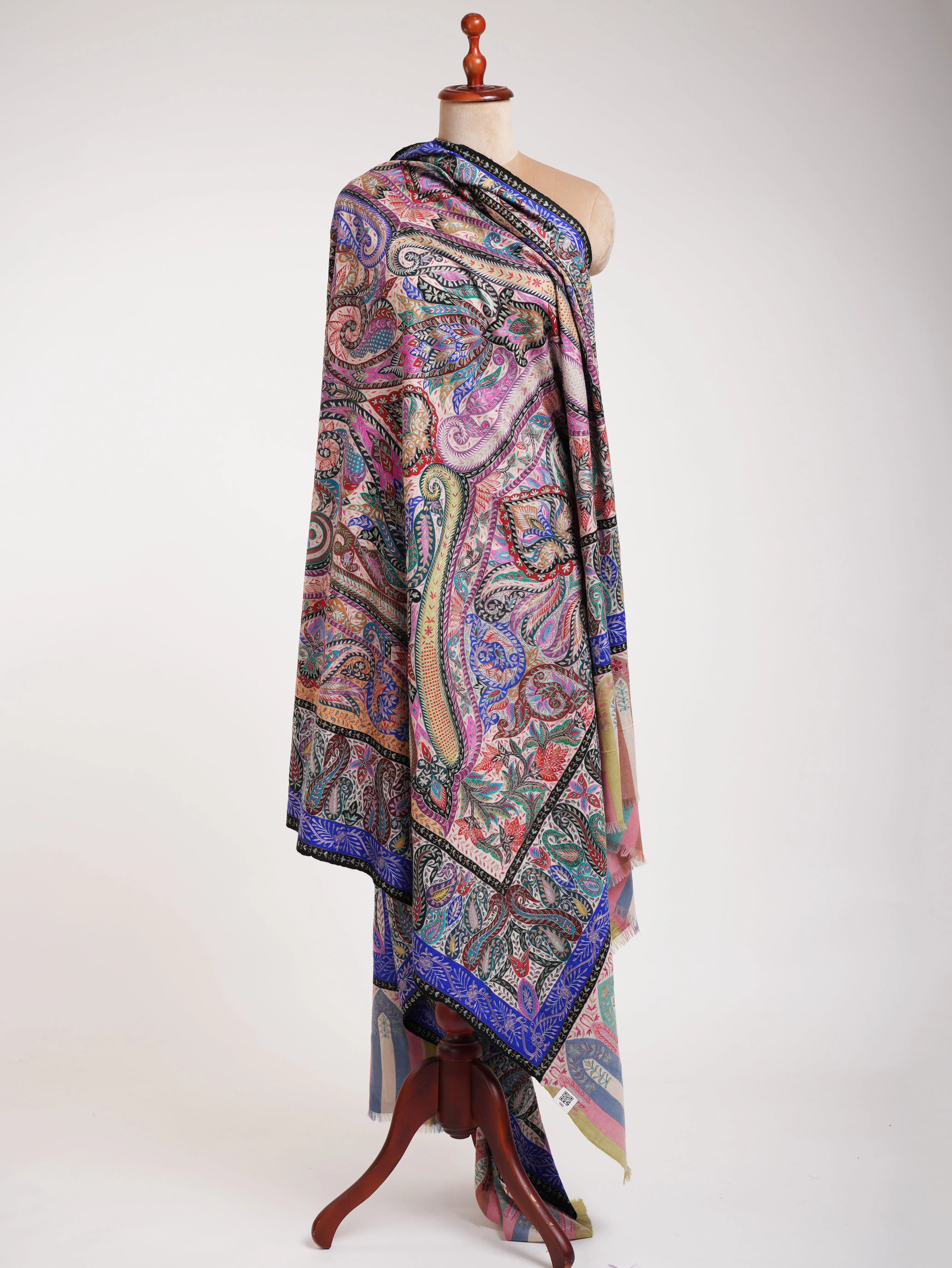 XL Hand painted Kalamkari One of a Kind Pashmina Shawl